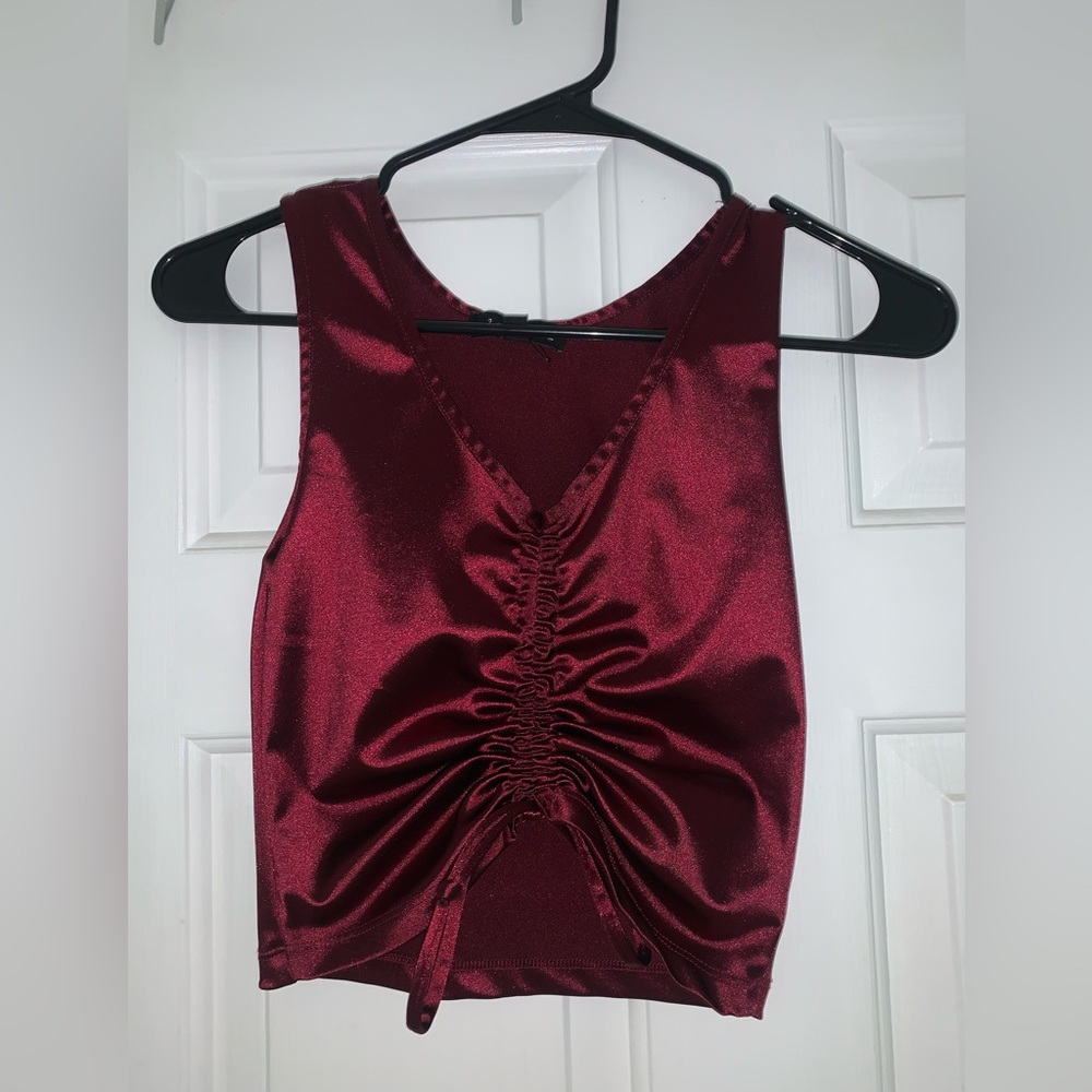 Red Satin Crop Top